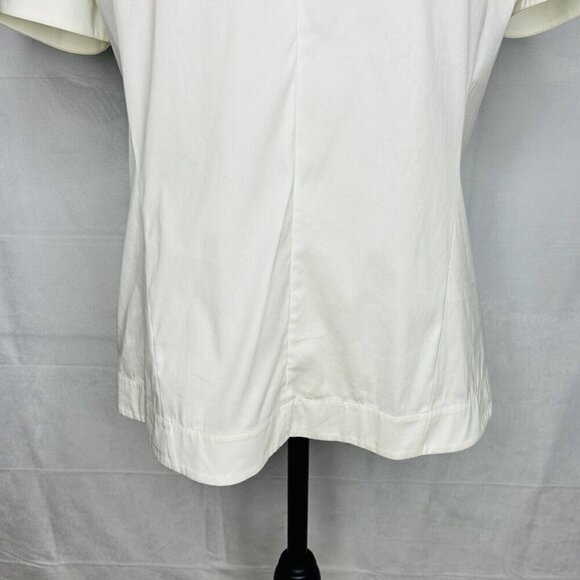 Lafayette 148 Blouse Women's Sz 6 Ivory Back Zip Silver Neck Detail - Picture 4 of 11